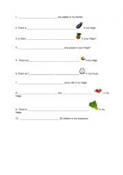 English Worksheet: There is/ are fruit and vegetables