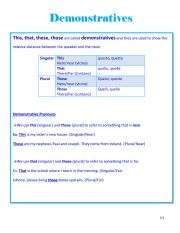 English Worksheet: Demonstratives