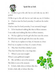 English Worksheet: Speak like an Irish