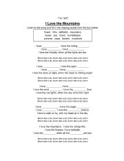 English Worksheet: I Love the ;ountains