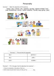 English Worksheet: Personality - vocabulary exercises