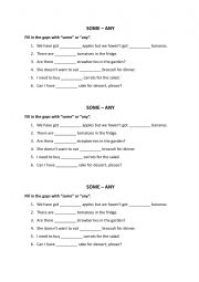 English Worksheet: some and any - comparison dialogue