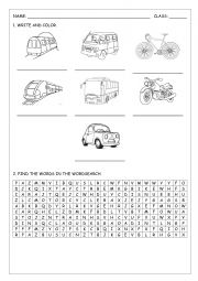 English Worksheet: Means of transportation