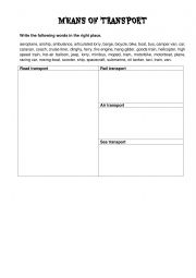 English Worksheet: Means of Transport - Vocabulary