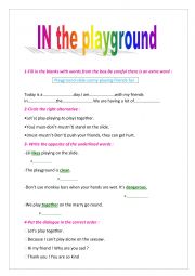 English Worksheet: In the playground