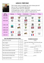 English Worksheet: Sarahs timetable