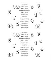 Read and colour - Numbers 1-12