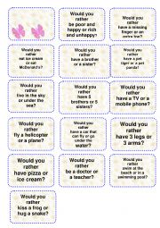 English Worksheet: Would you rather