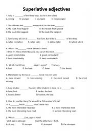 English Worksheet: superlative adjectives