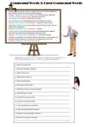English Worksheet: Compound Words 1: Open Compound Words