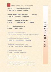 English Worksheet: Placement test 