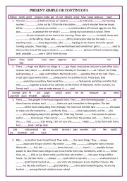 English Worksheet: PRESENT SIMPLE OR CONTINUOUS