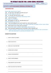 English Worksheet: LETS EXCHANGE PERSONAL INFORMATION