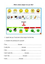 English Worksheet: What school subject do you like?