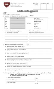 English Worksheet: going to