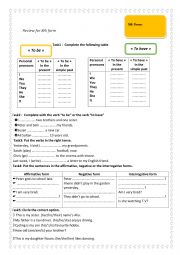 English Worksheet: Remedial work 1 for 8th dealing with module 1