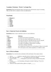 English Worksheet: Simple plan - perfect