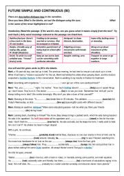 English Worksheet: FUTURE SIMPLE AND CONTINUOUS