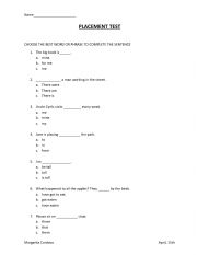 English Worksheet: Placement Test