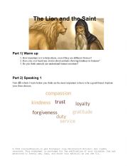 English Worksheet: Reading and Speaking - The Lion and the Saint