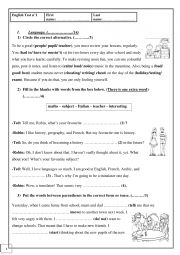 English Worksheet: End of term 1  for 9th   language and writing about violence 