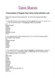 English Worksheet: Pronunciation of Regular Past Tense Verbs (infinitive +ed)