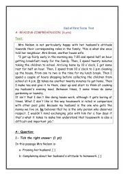 English Worksheet: End of term test 1 9th form 