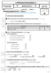 English Worksheet: MID OF TERM TEST 1 8TH 2024