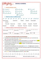 English Worksheet: CHRISTMAS ORDINAL NUMBERS BUT MOSTLY FUN