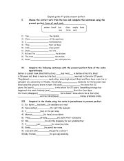 English Worksheet: present perfect