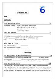 English Worksheet: 6th grade free time activities 