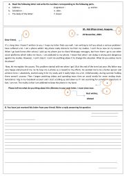 English Worksheet: The main parts of personal letter