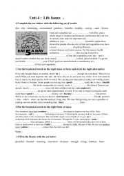 English Worksheet: life issues revision