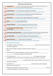 English Worksheet: IDIOMS ABOUT RULES AND LAWS