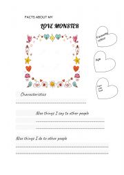 English Worksheet: My love monster