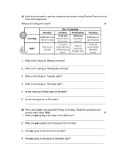 English Worksheet: Present Continuous for Future Arrangements