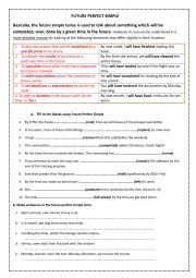 English Worksheet: FUTURE PERFECT SIMPLE GRAMMAR AND SPEAKING