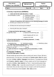 English Worksheet: 8th     mid term test 1 