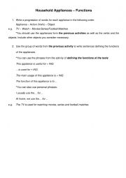 English Worksheet: Household Appliances Technical Information