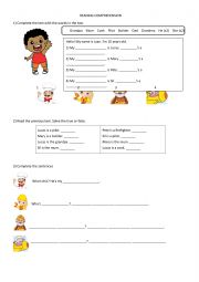 English Worksheet: Family members and jobs - Beehive starter!