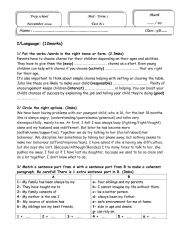 English Worksheet: 9th MTT1 with a listening passage about pocket money. Some grammar tasks about family relationships.