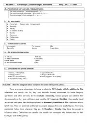 English Worksheet: Advantages and disadvantages samples