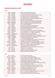 English Worksheet: Suffixes