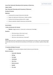 English Worksheet: Lesson plan on Democracy and Citizenship