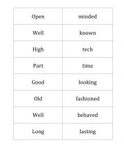 English Worksheet: Compound Adjectives Memory Game