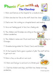 English Worksheet: The Checkup: Story and Comprehension with ch