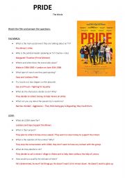 English Worksheet: Pride While watching activity