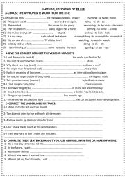 English Worksheet: Gerund and infinitive