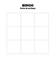 English Worksheet: Parts of an Essay BINGO