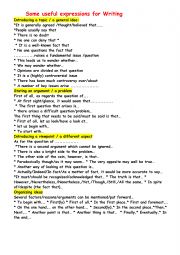 English Worksheet: useful expressions for writing